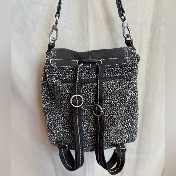 The Sak Avalon Black Gray Crochet Knit Convertible Backpack main image 7